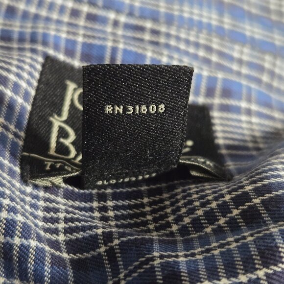 Jos.  A. Bank.  Sz XXL Men's Shirt Blue Plaid Button Up Long Sleeve - Picture 5 of 7
